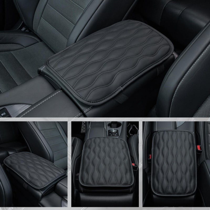 Amiss Auto Center Console Pad  Universal Waterproof Armrest Seat Box Cover  Car Interior Accessories  Leather Auto Armrest Cover Protector for Most Vehicle  SUV  Truck (Black) - Image 5